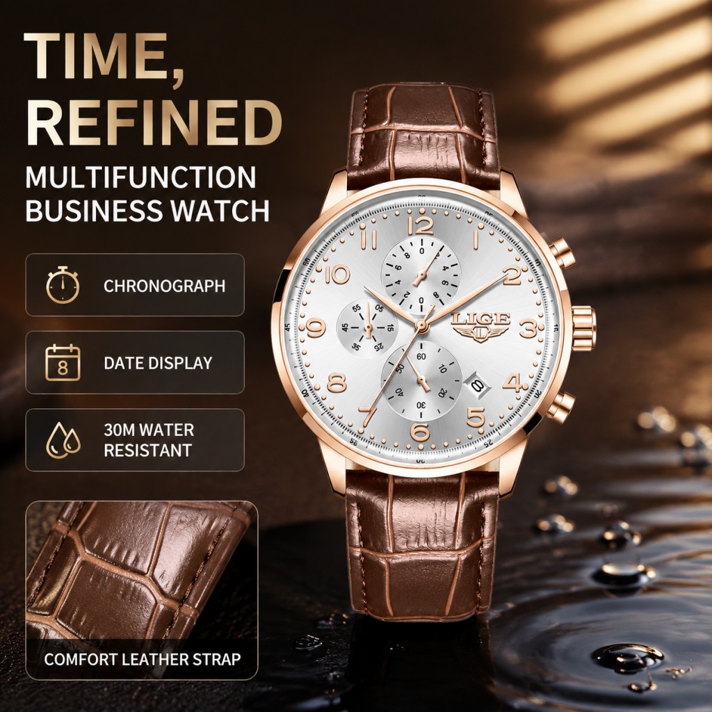 Luxury Watch Top 10 - Новые мужские часы LIGE, модные, премиум-класса,